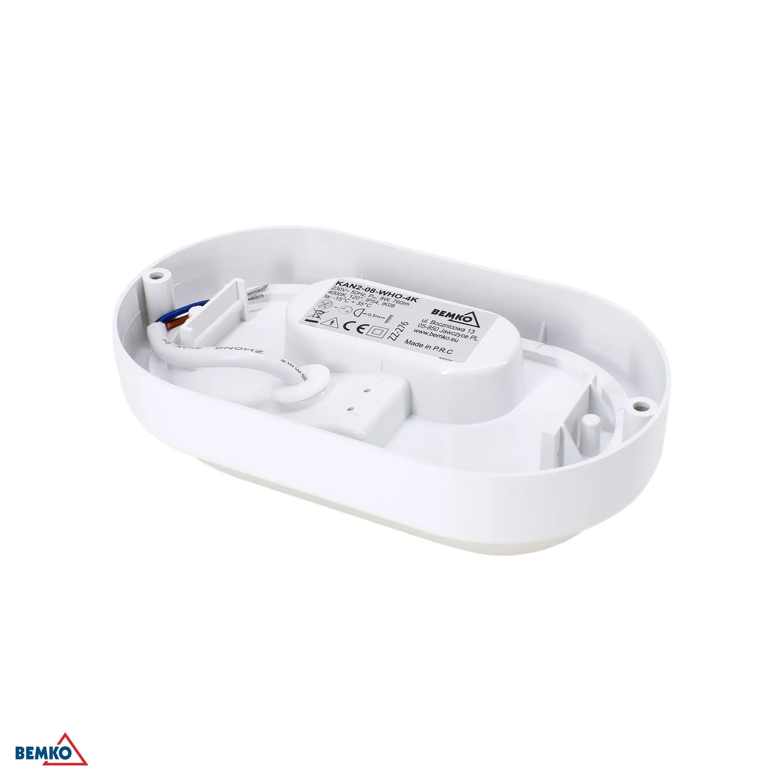 LED prisadené oválne svietidlo 8W 4000K 760 lm IP54, biele BM-C45-KAN2-08-WHO-4K