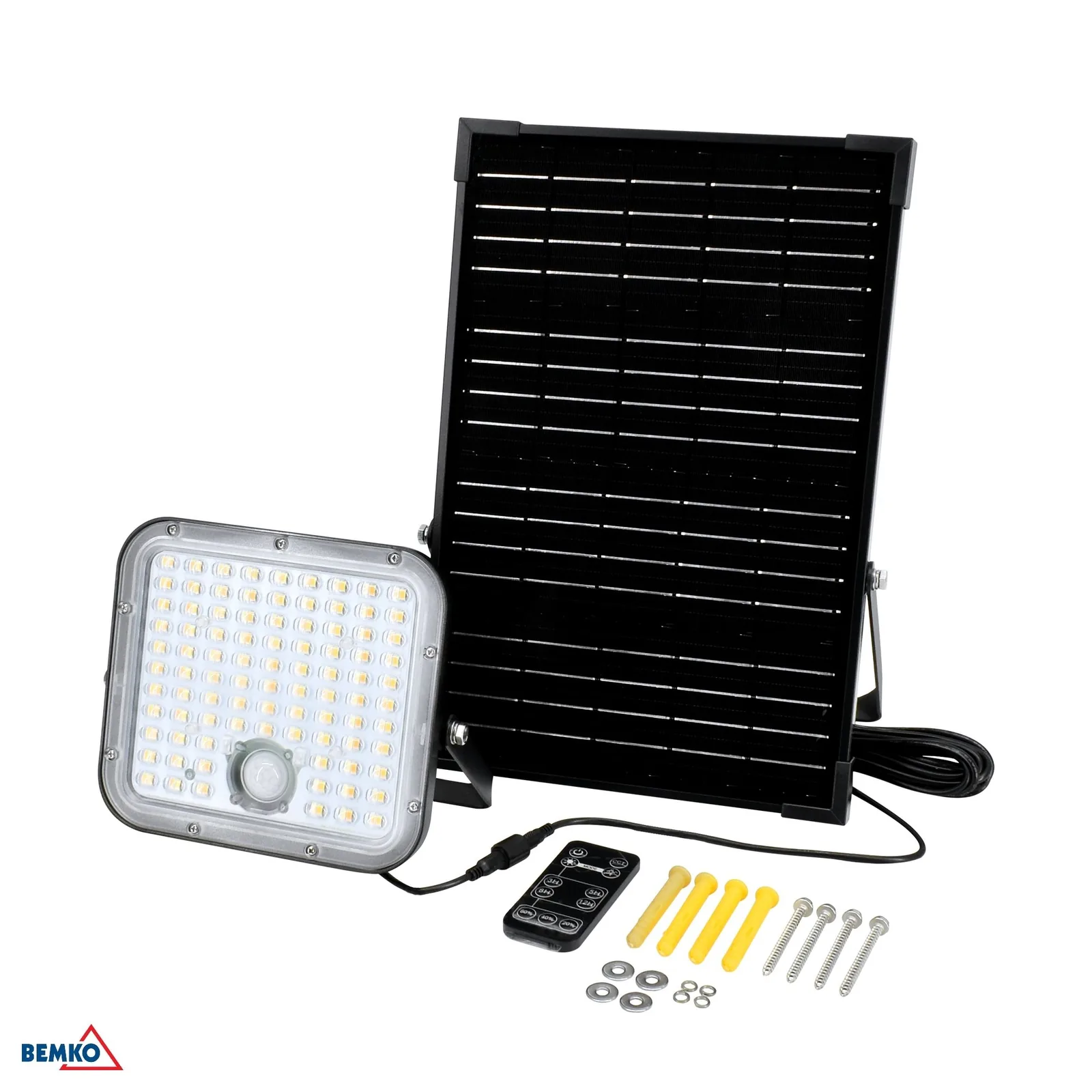 Bemko solárny LED reflektor s PIR senzorom 30W 4800 lm IP65 3000/4000K BM-C83-SOP-030BL-CCT-PIR