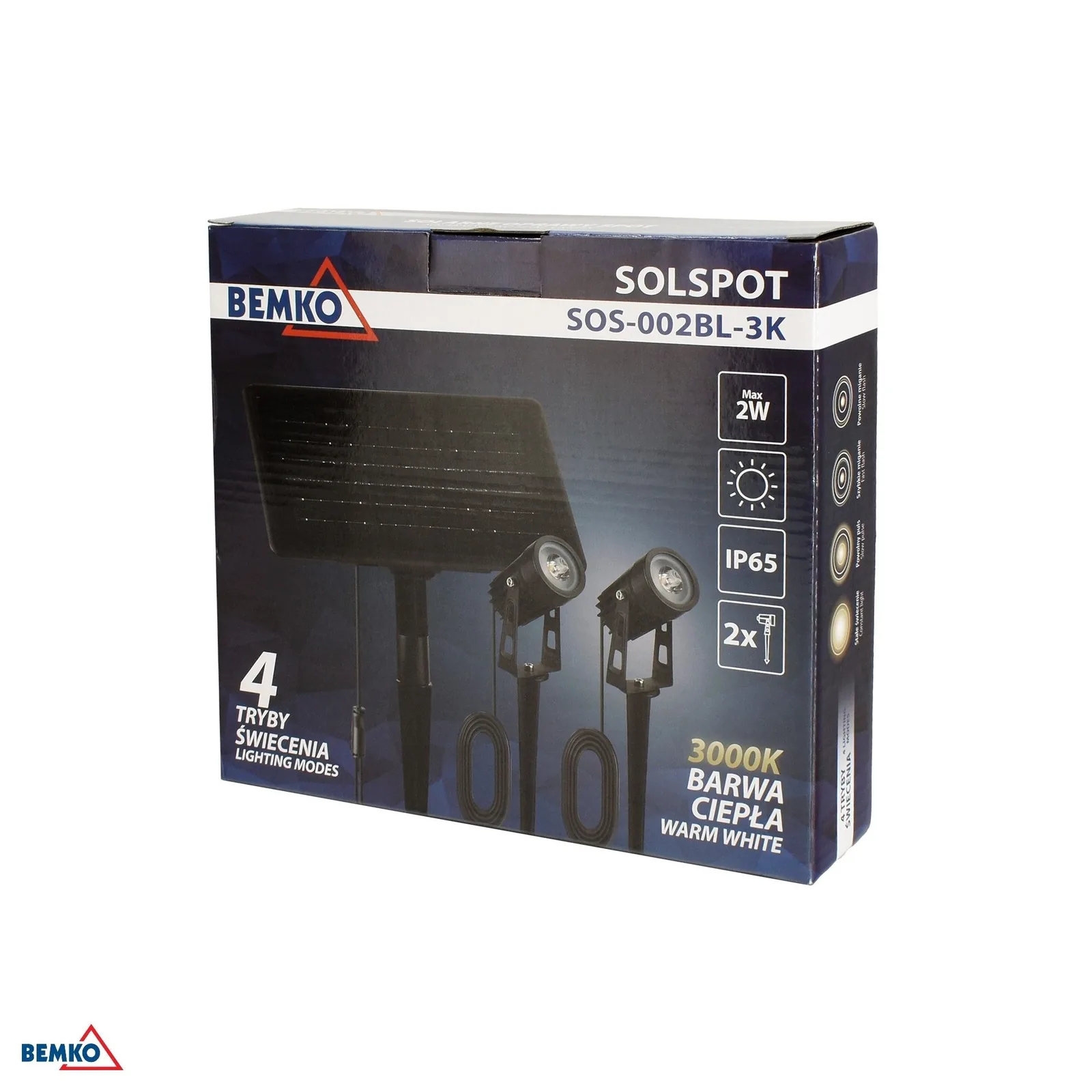 Bemko solárne zapichovacie záhradné svietidlo Solspot 2W 3000K IP65 2 ks BM-C83-SOS-002BL-3K