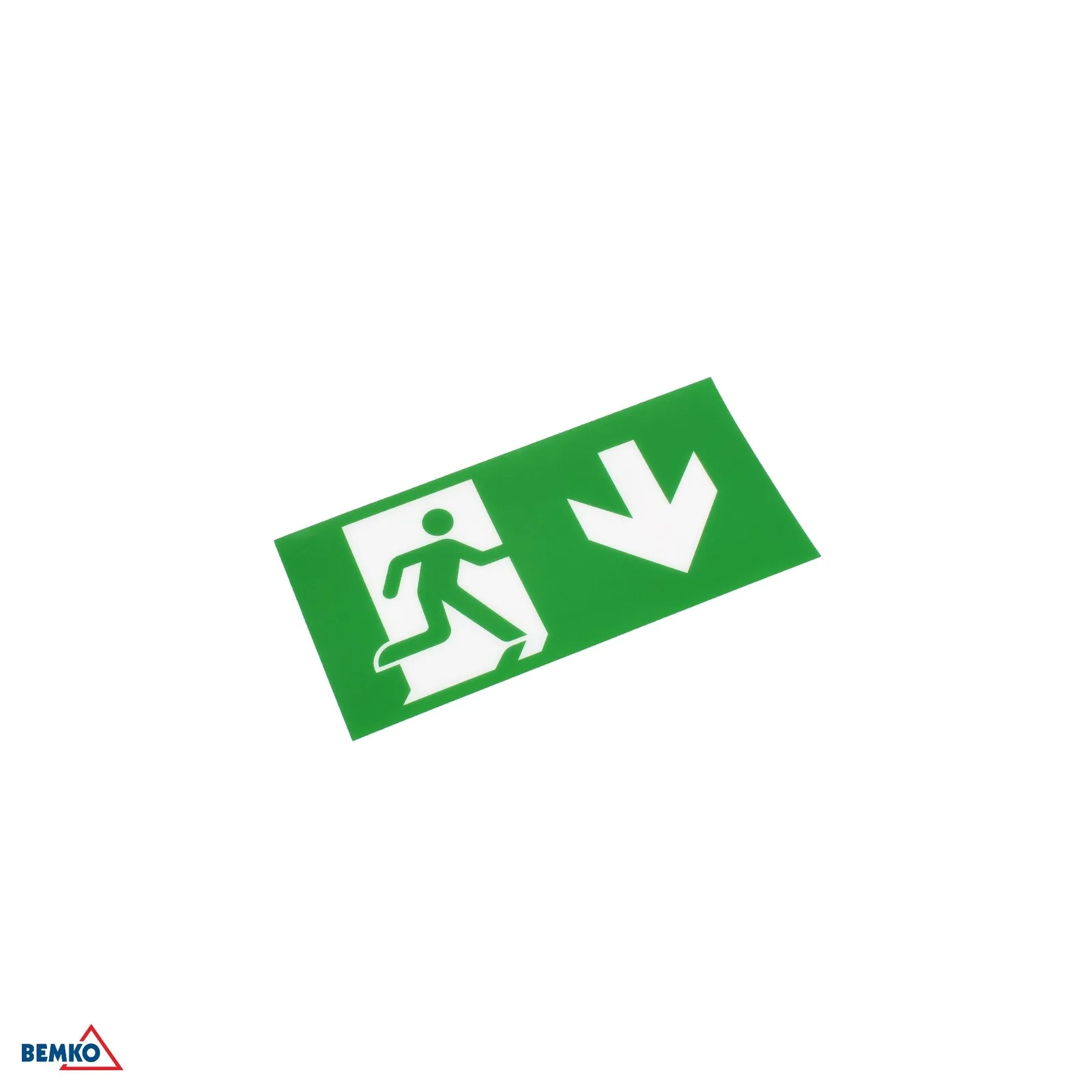 Piktogram pre núdzové svietidlo so šípkou dole vpravo 251 × 25 mm BM-C91-MLR2-PKT-VDR