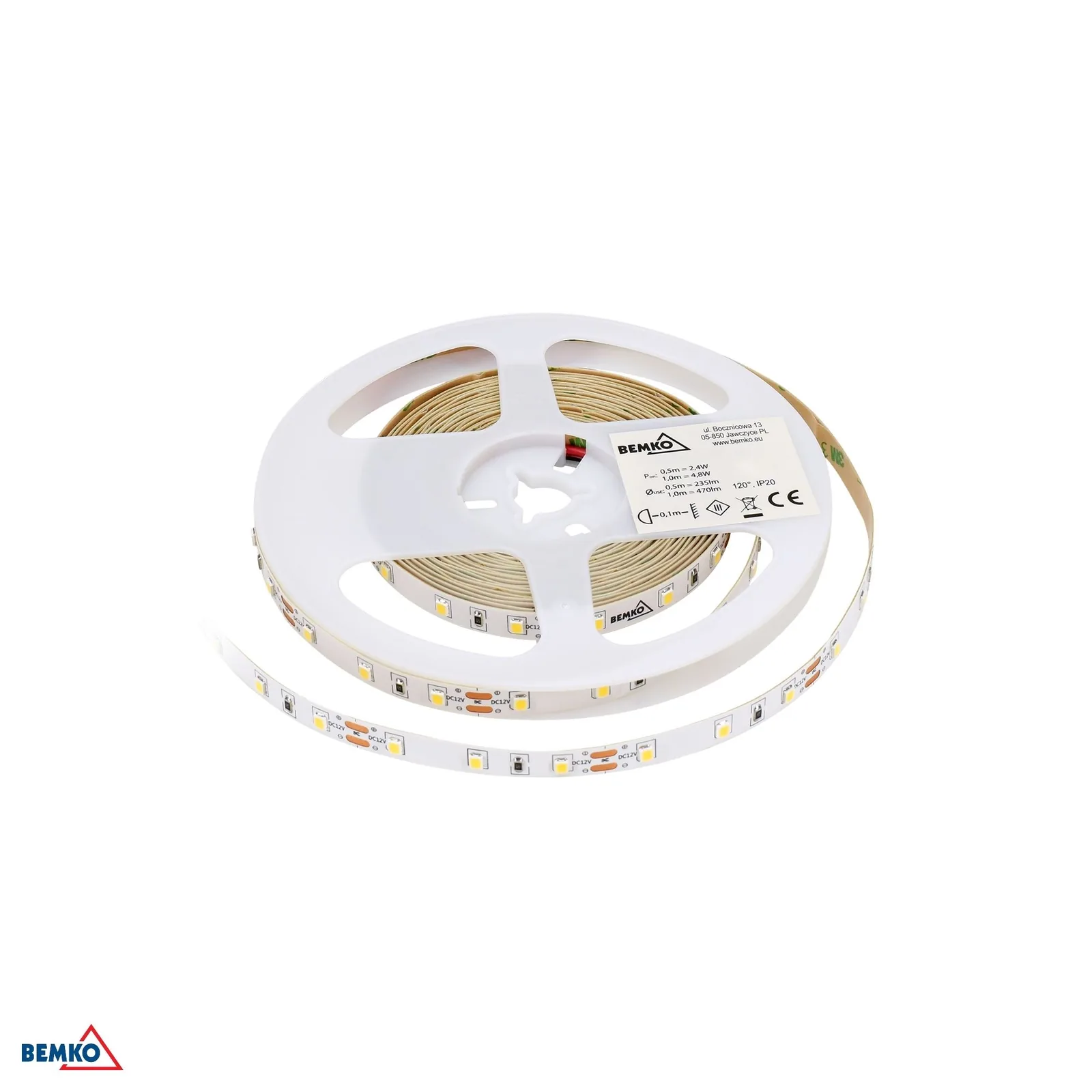 Bemko LED pásik 12V DC IP65 5 m teplá biela 3000K BM-D87-LS-2835-300-IP65-AWW