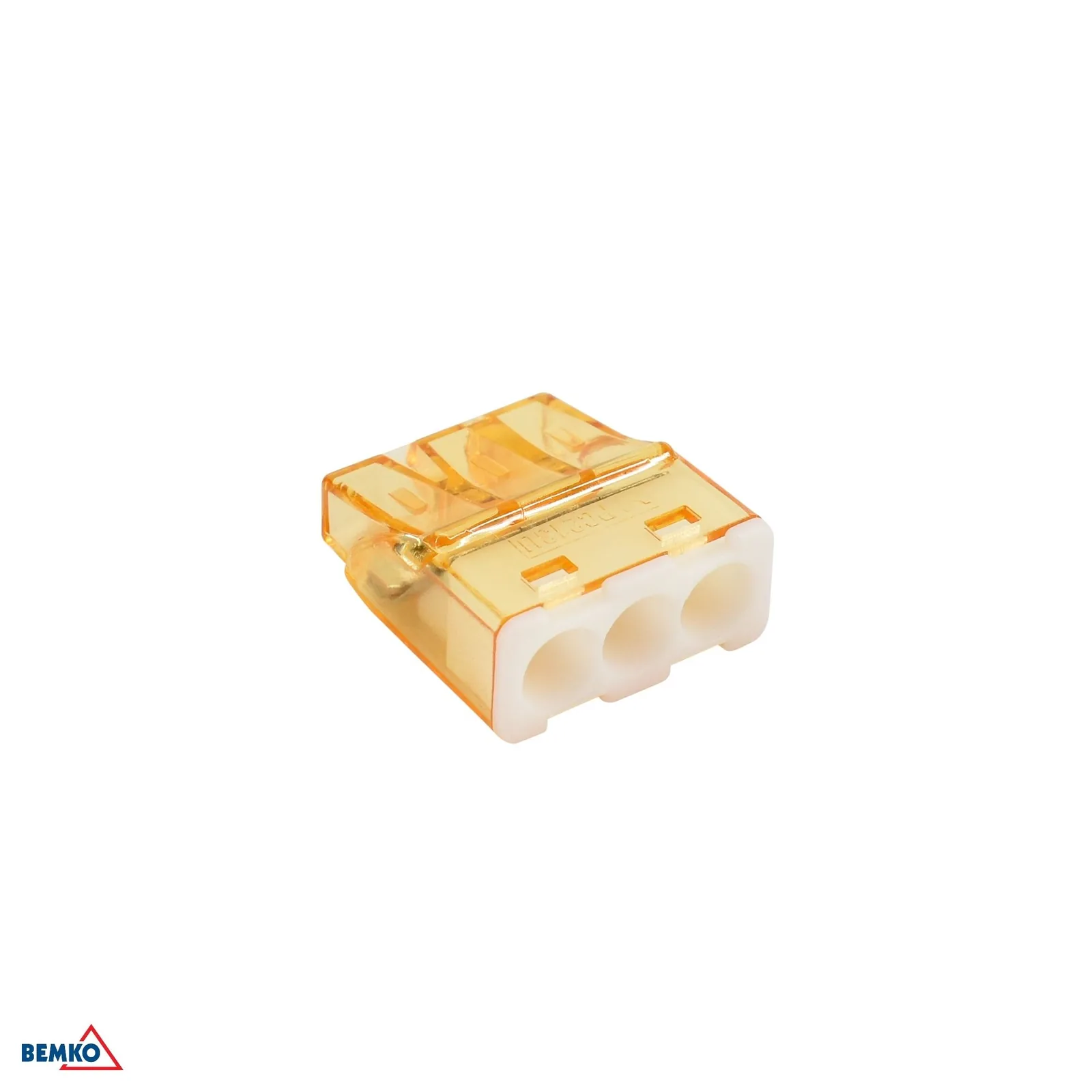 Push-in svorka na káble 0,5–2,5 mm², 3 vstupy, 24 A, 450 V, oranžová, Bemko BM-E00-PC23-100
