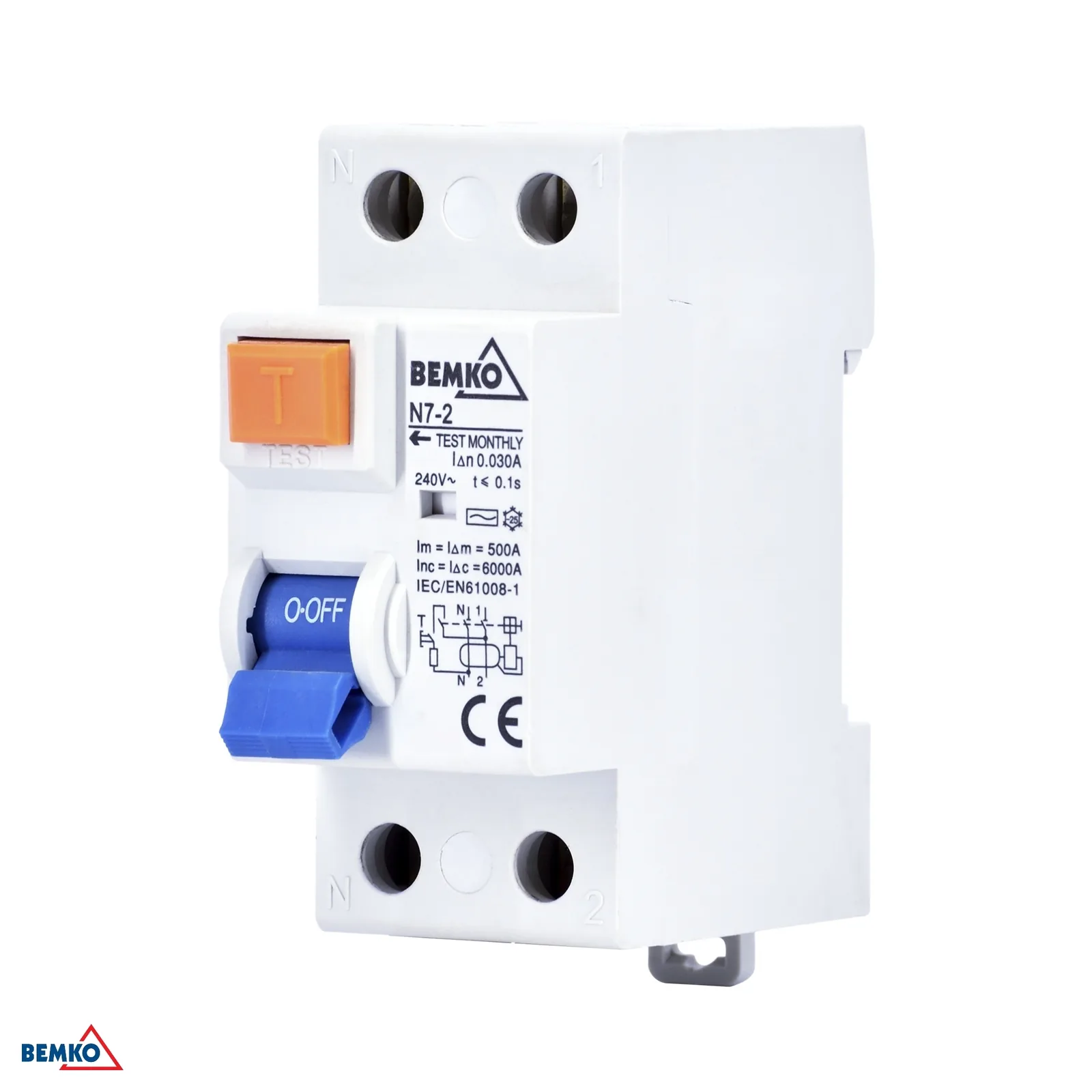 Bemko prúdový chránič 2P 40A 300 mA typ AC na DIN lištu BM-S-A05-N7-2-40-300