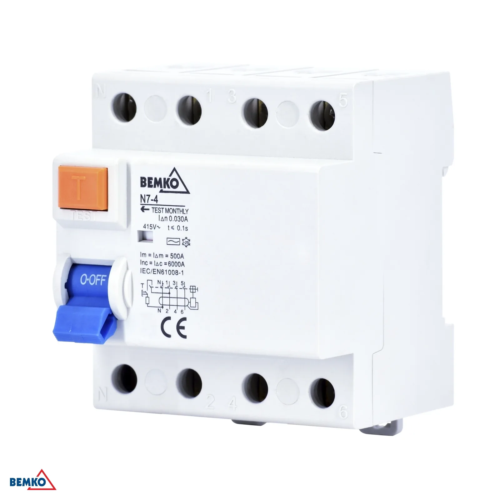 Bemko prúdový chránič 4P 40A 300 mA typ AC na DIN lištu BM-S-A05-N7-4-40-300