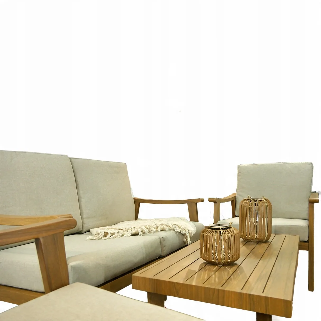 Záhradná hliníková sedacia súprava Tirana – sofa, 2 stoličky a stolík, béžová CH-ALM9538 - detail 8