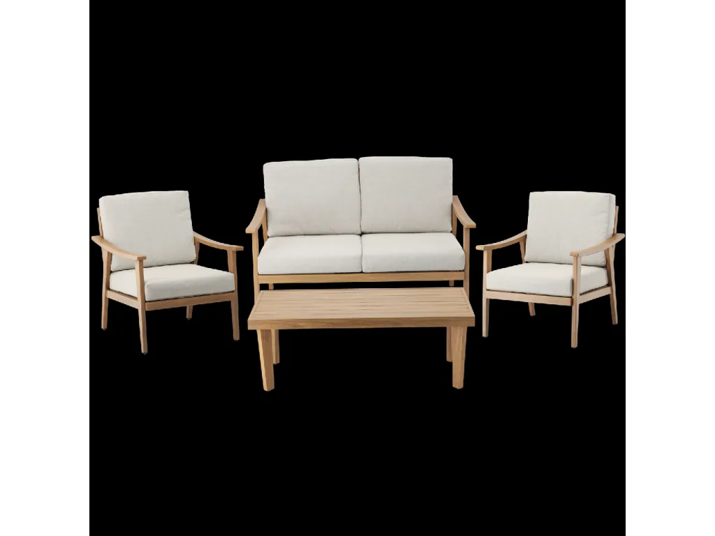 Záhradná hliníková sedacia súprava Tirana – sofa, 2 stoličky a stolík, béžová CH-ALM9538 - detail 11