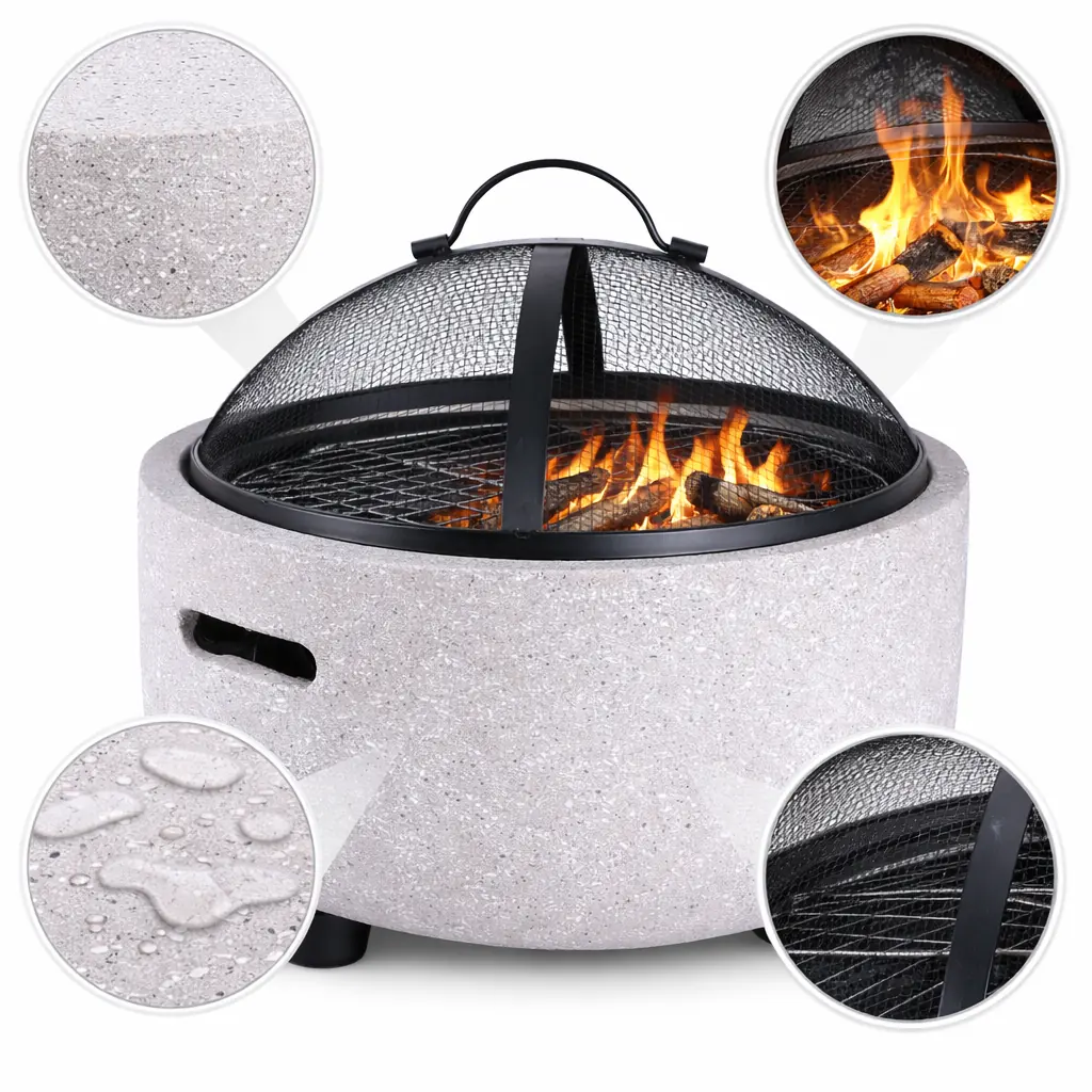 Záhradné ohnisko s poklopom a roštom 43 x 43 x 38,5 cm CH-BBQ0124 - detail 3