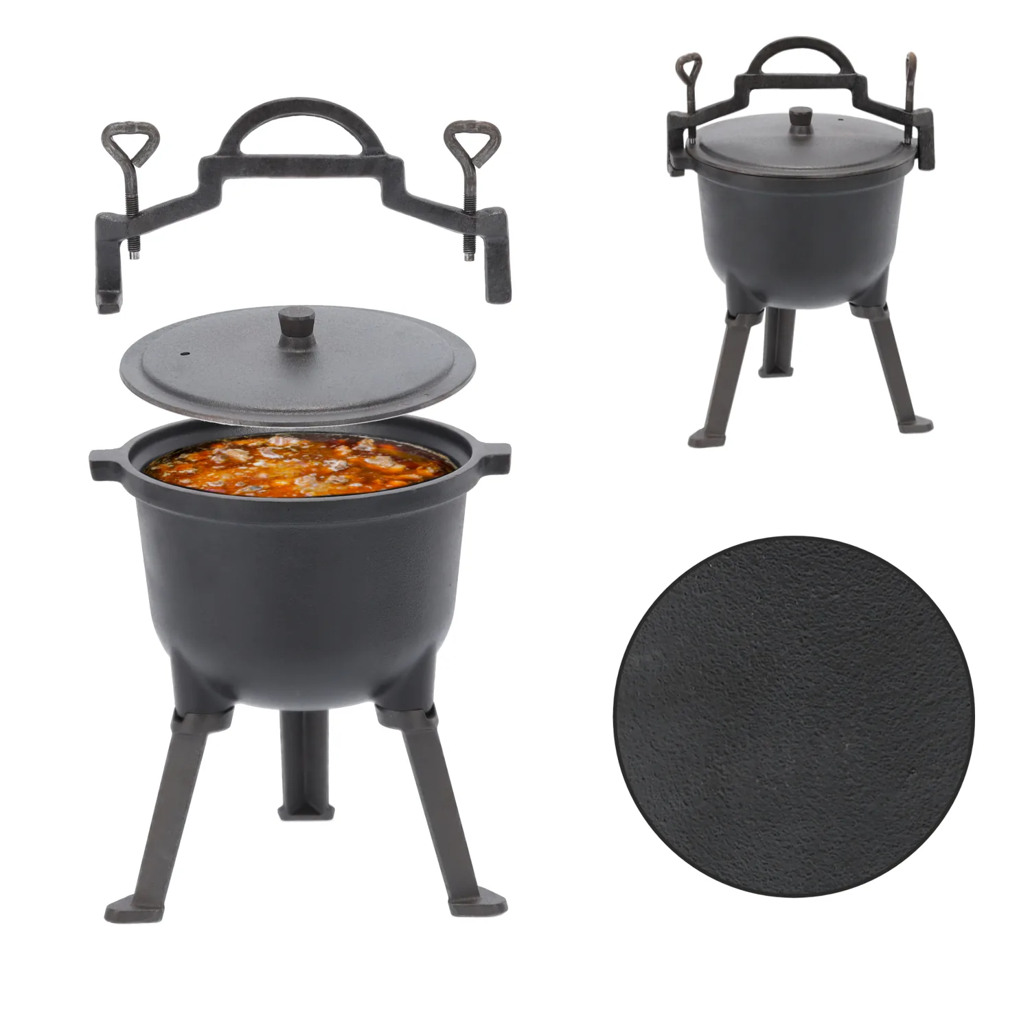 Liatinový kotlík na guláš 5 l s pokrievkou CH-BBQ3703 - detail 3