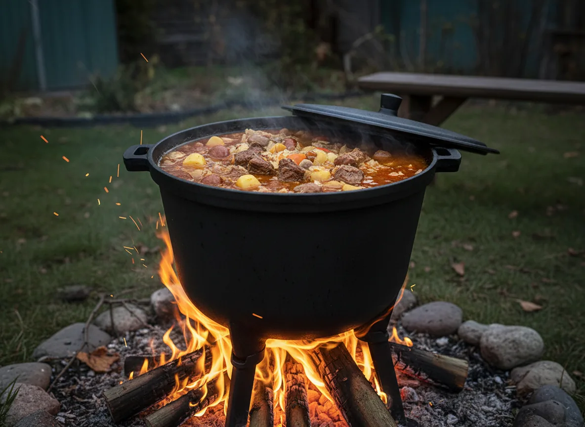 Liatinový kotlík na guláš 8 l s pokrievkou a nožičkami CH-BBQ3710