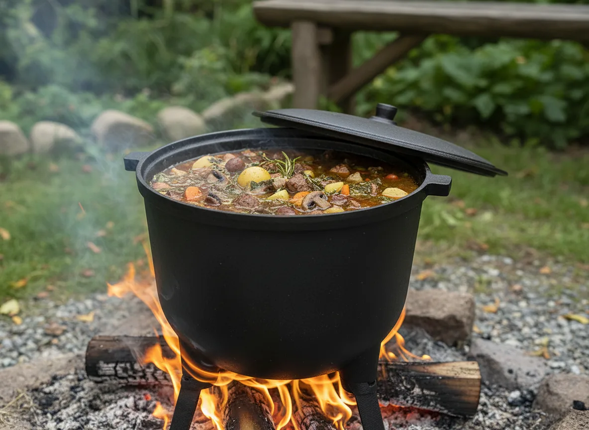 Liatinový kotlík na guláš 11 l s pokrievkou a nožičkami CH-BBQ3727 - detail 2