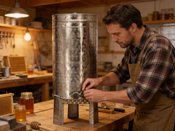 Nerezový odstojník na med 100 l so stojanom, ventilom a vekom CH-BEE1413