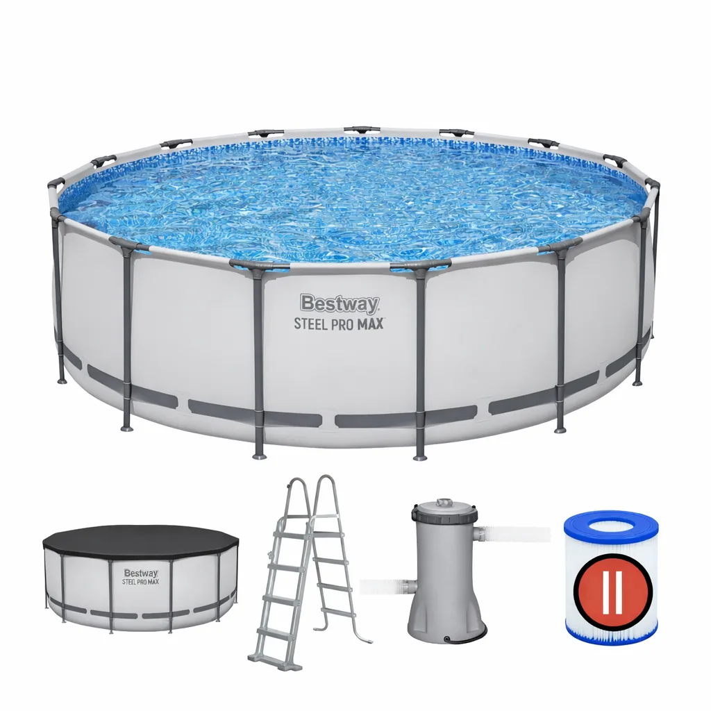 Nadzemný bazén Bestway Steel Pro MAX 457 × 122 cm s filtráciou, rebríkom a krycou plachtou CH-BES56438 - detail 2