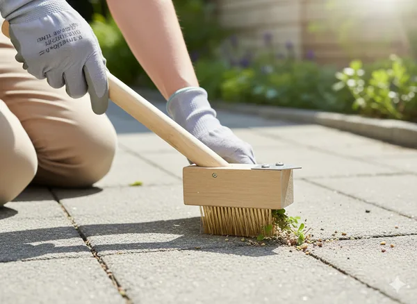 Kefa na čistenie škár zámkovej dlažby 28 cm so škrabkou CH-EDA4359