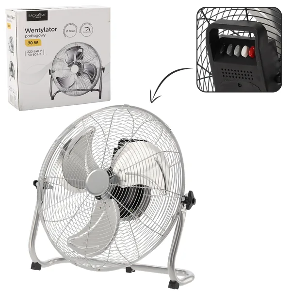 Strieborný podlahový ventilátor 70 W 50 cm CH-FAN8960 - detail 3