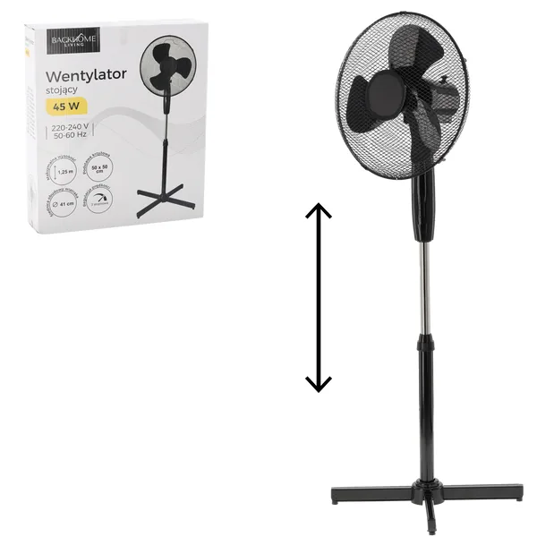 Stojanový ventilátor čierny 45 W 41 cm CH-FAN9004 - detail 3