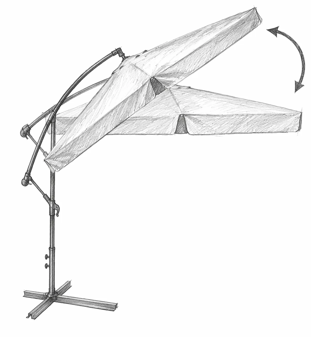 Bočný záhradný slnečník 3 m béžový so solárnym LED osvetlením a obalom CH-GAO1503 - detail 4