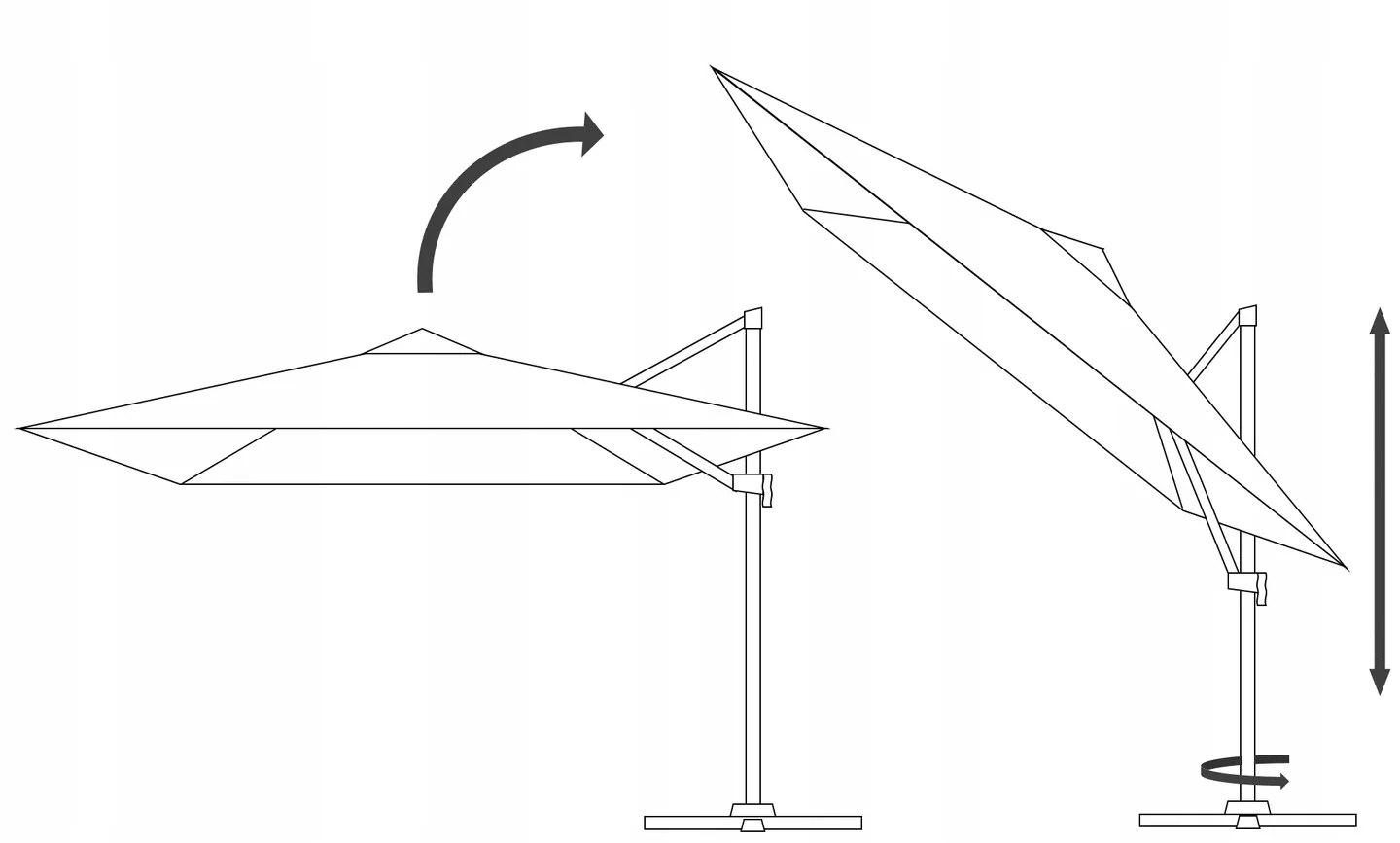 Záhradný slnečník Roma 3 x 4 m s LED osvetlením a obalom sivý CH-GAO1572 - detail 5