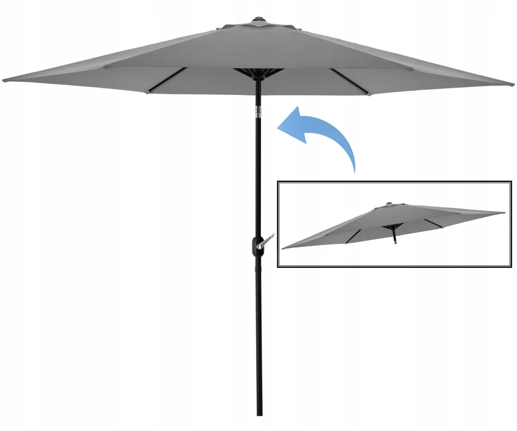 Záhradný slnečník 3 m s naklápaním a kľukou sivý CH-GAO5330 - detail 4