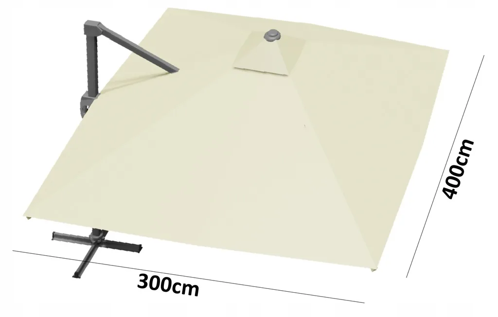 Bočný záhradný slnečník Roma 3 × 4 m béžový s obalom CH-GAO9642 - detail 2