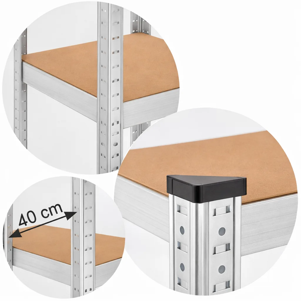 Kovový skladovací regál 180 x 40 x 40 cm, 5 políc, nosnosť 175 kg na policu CH-GWI9412