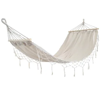 Hojdacia sieť so strapcami boho 200 x 100 cm béžová CH-HAM3286 - detail 3