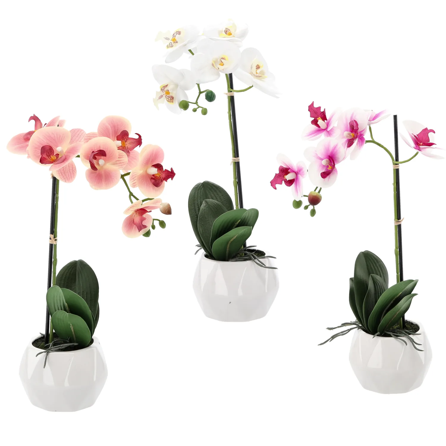 Umelá orchidea v kvetináči 42 cm, mix 3 farieb CH-HID4818