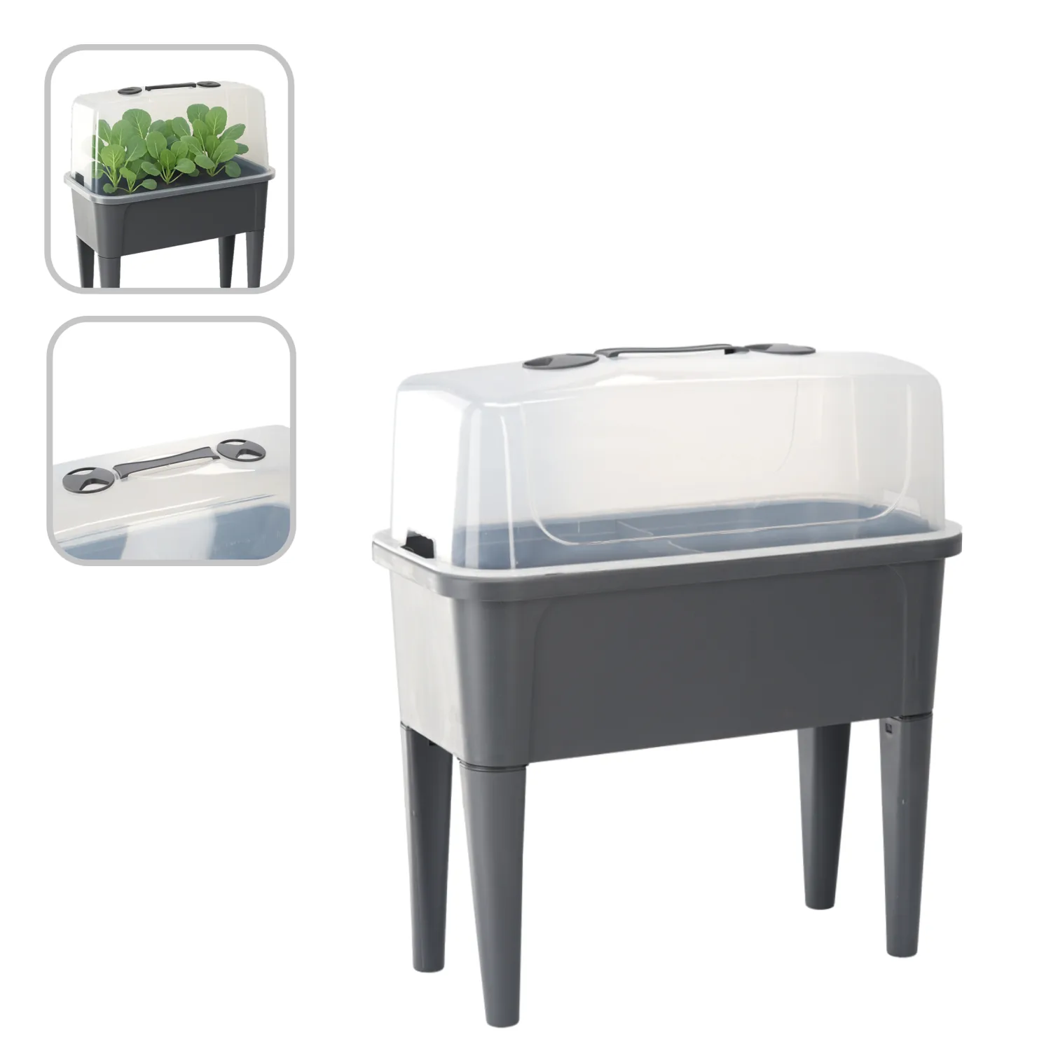 Skleníkový stôl s krytom 76 × 38 × 83 cm, antracit CH-LAR3982