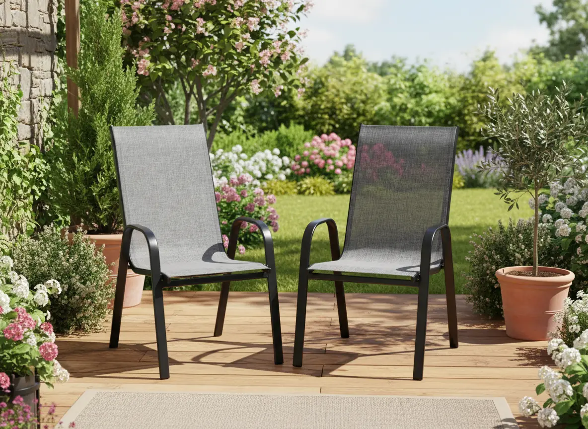 Set 2 záhradných stoličiek 54 × 72 × 96 cm sivé CH-NEO9917