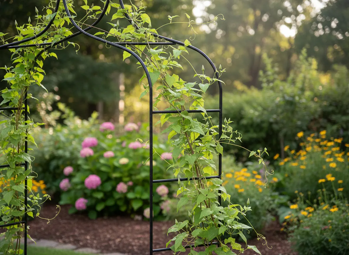 Záhradná pergola na popínavé rastliny 150 × 37 × 240 cm, kovová, čierna, s kotvami CH-PERG-N6078