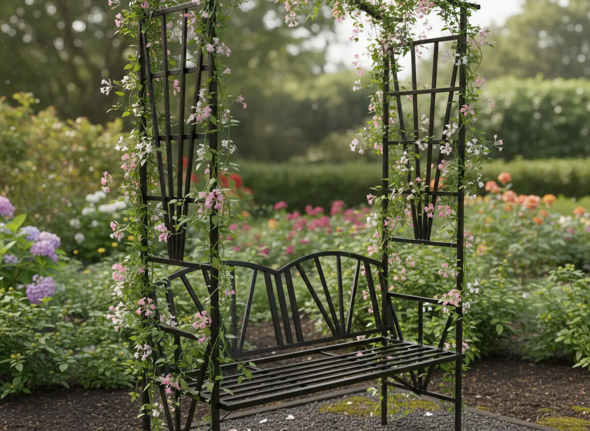 Záhradná pergola s lavičkou na popínavé rastliny 114 x 45 x 208 cm CH-PERG-N6085 - detail 2