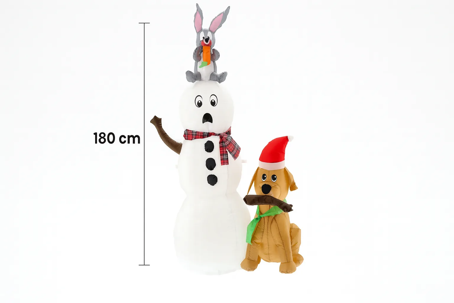 Vianočný nafukovací snehuliak LED 180 cm so psíkom a zajačikom CH-SUN1105 - detail 4