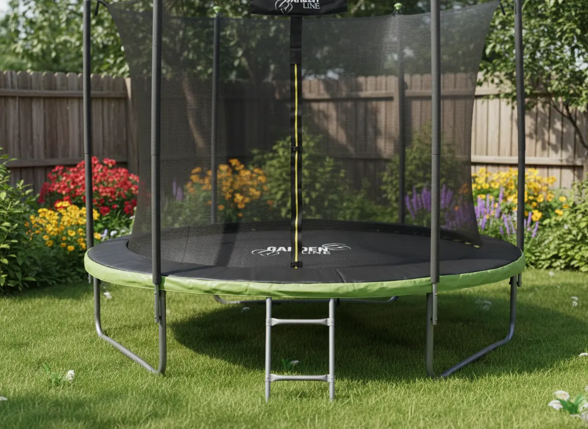 Záhradná trampolína 305–312 cm s vnútornou ochrannou sieťou a rebríkom CH-TRA4279