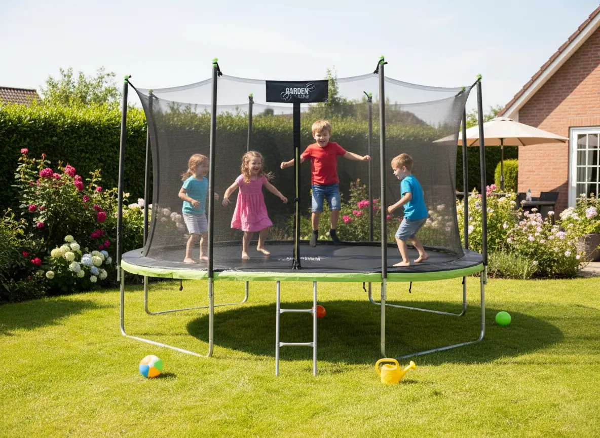 Záhradná trampolína 305–312 cm s vnútornou ochrannou sieťou a rebríkom CH-TRA4279 - detail 2