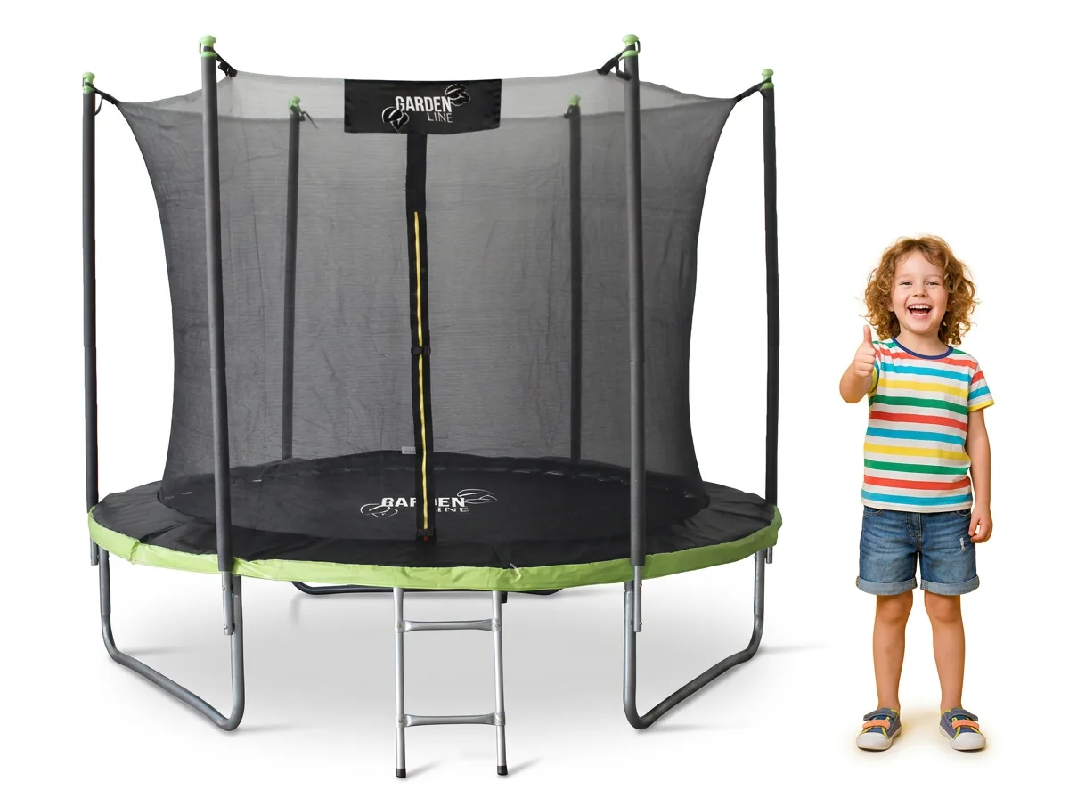 Záhradná trampolína 305–312 cm s vnútornou ochrannou sieťou a rebríkom CH-TRA4279 - detail 4