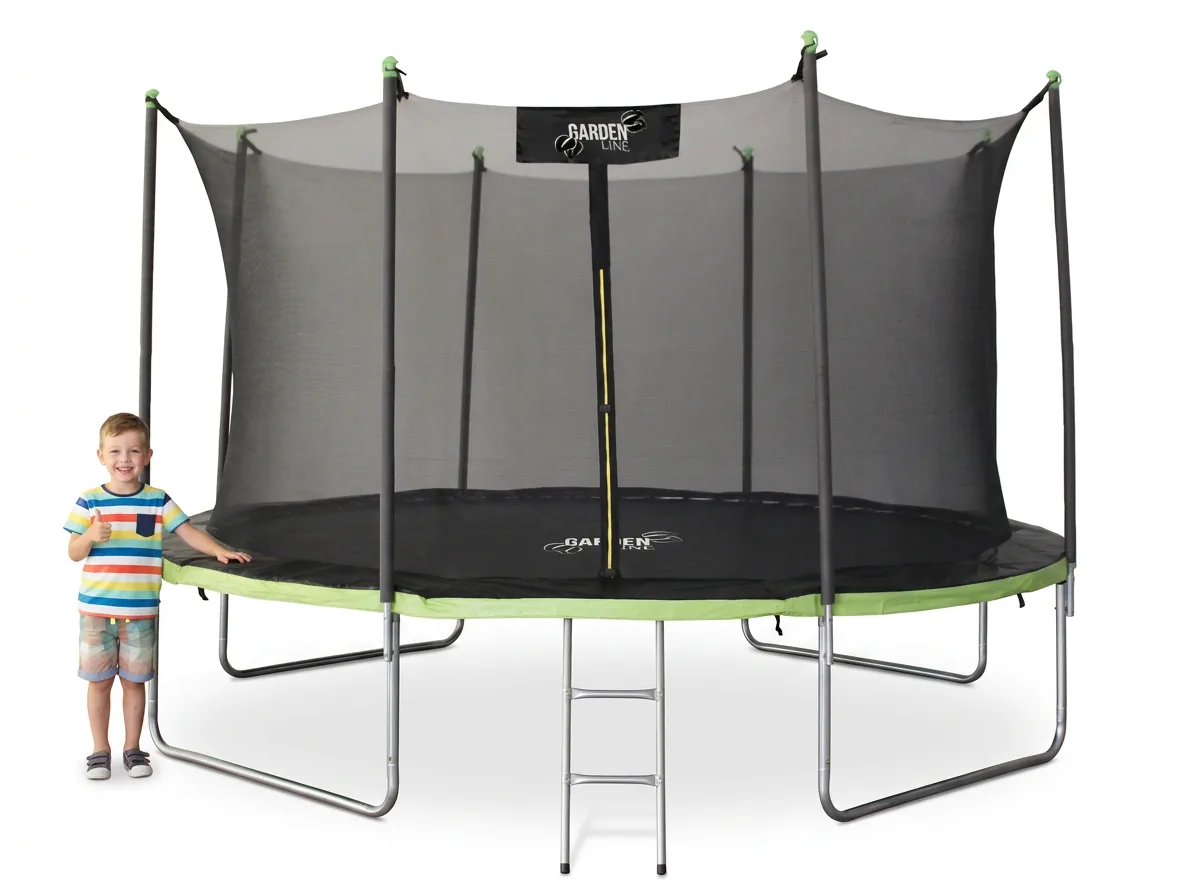 Záhradná trampolína 374 cm s vnútornou ochrannou sieťou a rebríkom CH-TRA4286 - detail 4