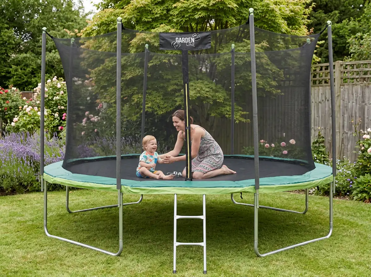 Záhradná trampolína 374 cm s vnútornou ochrannou sieťou a rebríkom CH-TRA4286 - detail 5