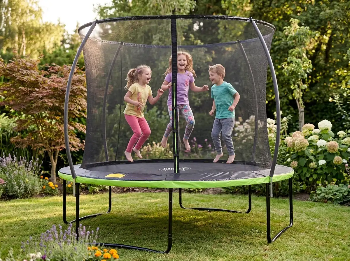 Záhradná trampolína 374 cm s vnútornou ochrannou sieťou a rebríkom CH-TRA4286 - detail 6