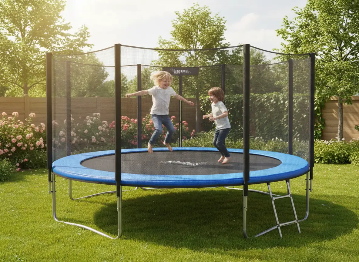 Záhradná trampolína s ochrannou sieťou a rebríkom 374 cm CH-TRA9887 - detail 2