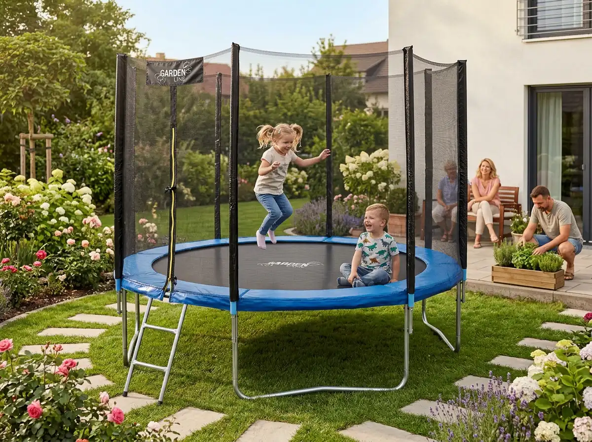 Záhradná trampolína s ochrannou sieťou a rebríkom 374 cm CH-TRA9887 - detail 5