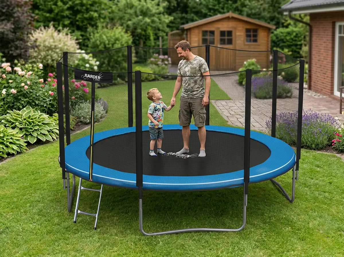 Záhradná trampolína s ochrannou sieťou a rebríkom 374 cm CH-TRA9887 - detail 6