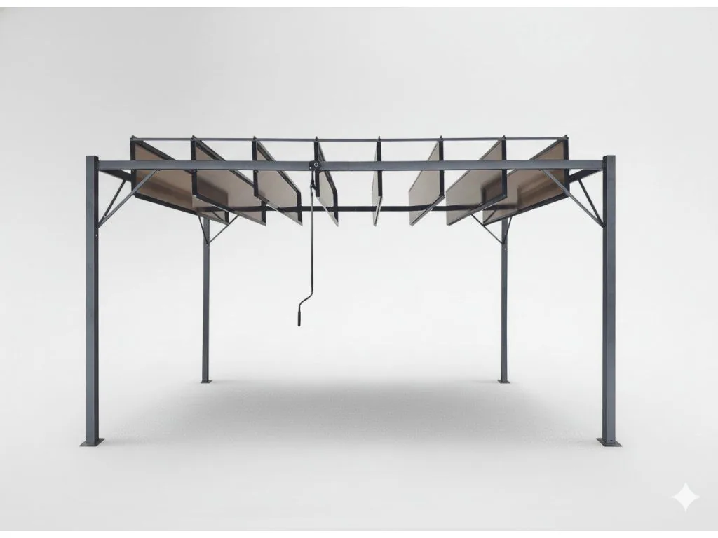 Bioklimatická záhradná pergola 3 x 4 m s nastaviteľnými polykarbonátovými lamelami CH-TUN4023 - detail 4