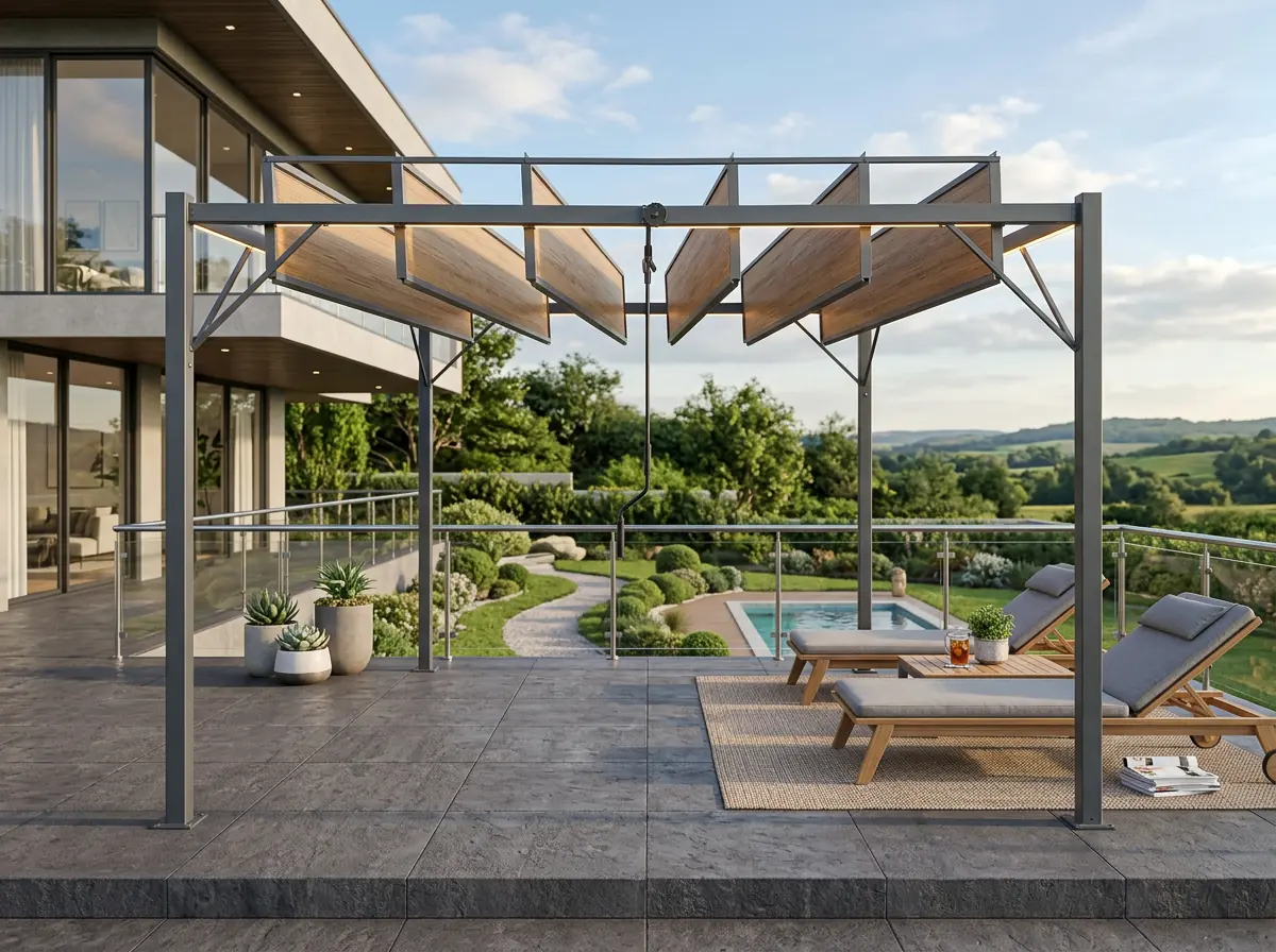 Bioklimatická záhradná pergola 3 x 4 m s nastaviteľnými polykarbonátovými lamelami CH-TUN4023 - detail 7