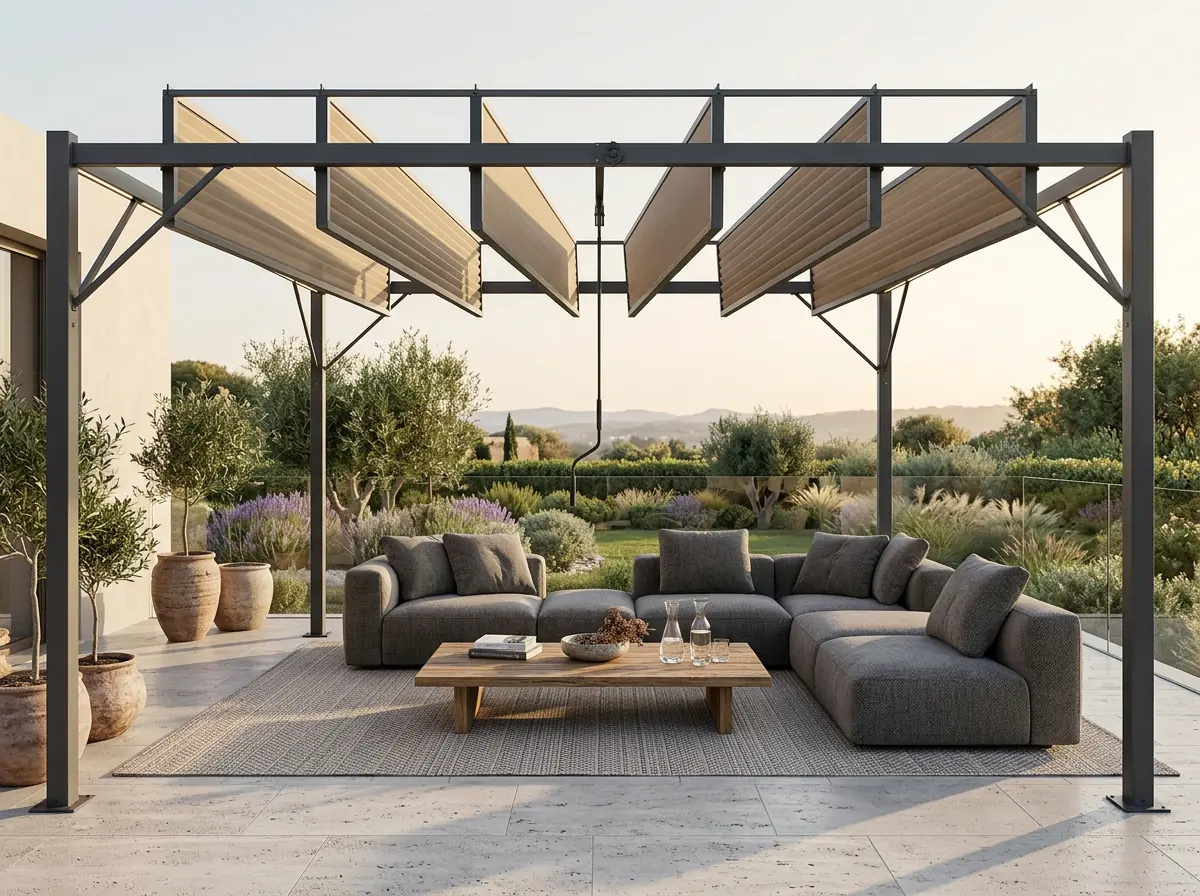 Bioklimatická záhradná pergola 3 x 4 m s nastaviteľnými polykarbonátovými lamelami CH-TUN4023 - detail 8