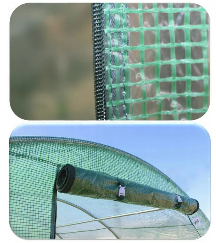 Záhradný fóliovník 8 × 3 × 2 m, 5-segmentový, zelený CH-TUN5620 - detail 3