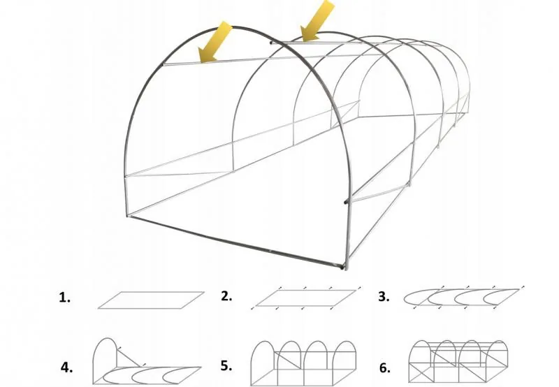 Záhradný fóliovník 8 × 3 × 2 m, 5-segmentový, zelený CH-TUN5620 - detail 7