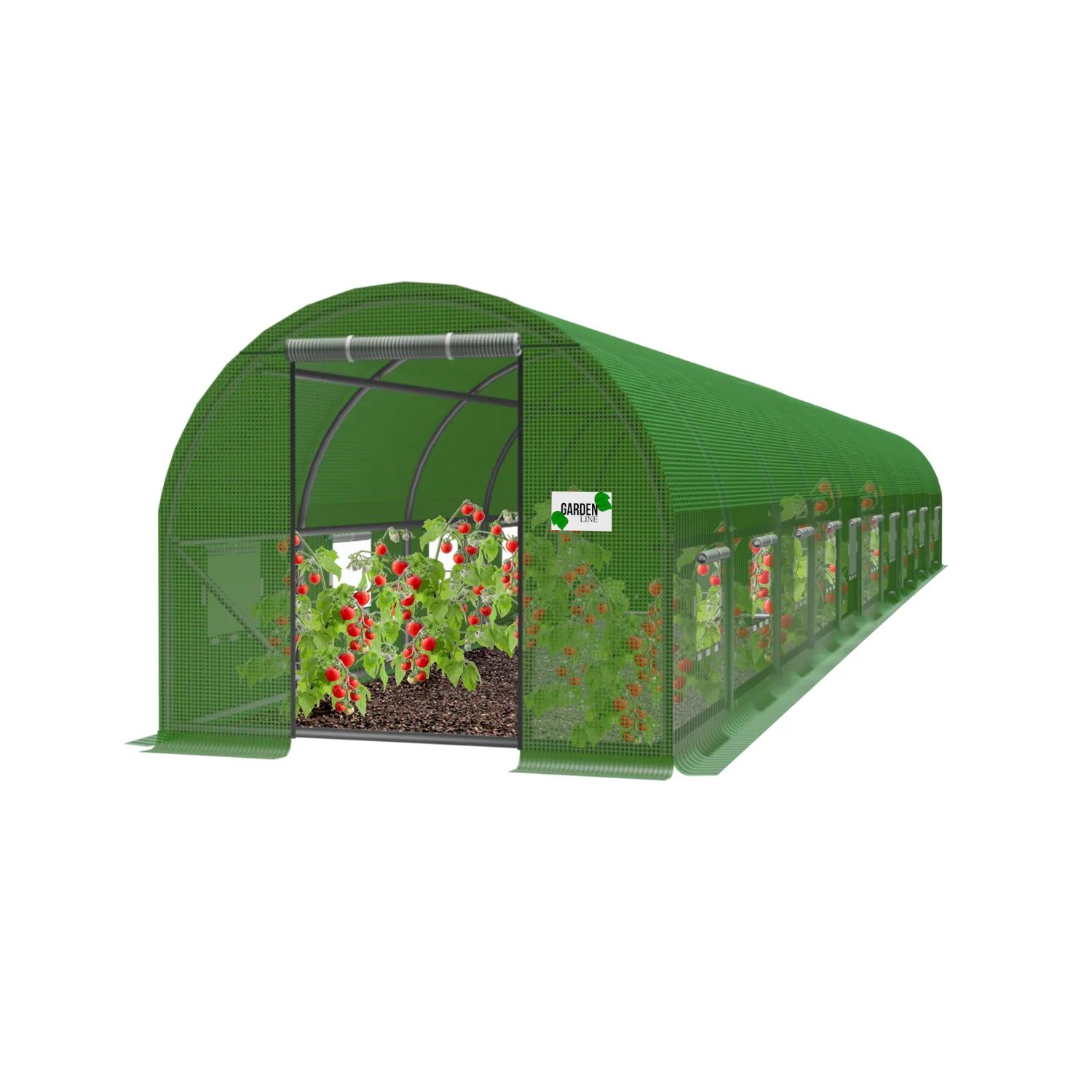 Záhradný fóliovník 10 x 4 x 2 m, 10-segmentový, zelený UV4 CH-TUN8009