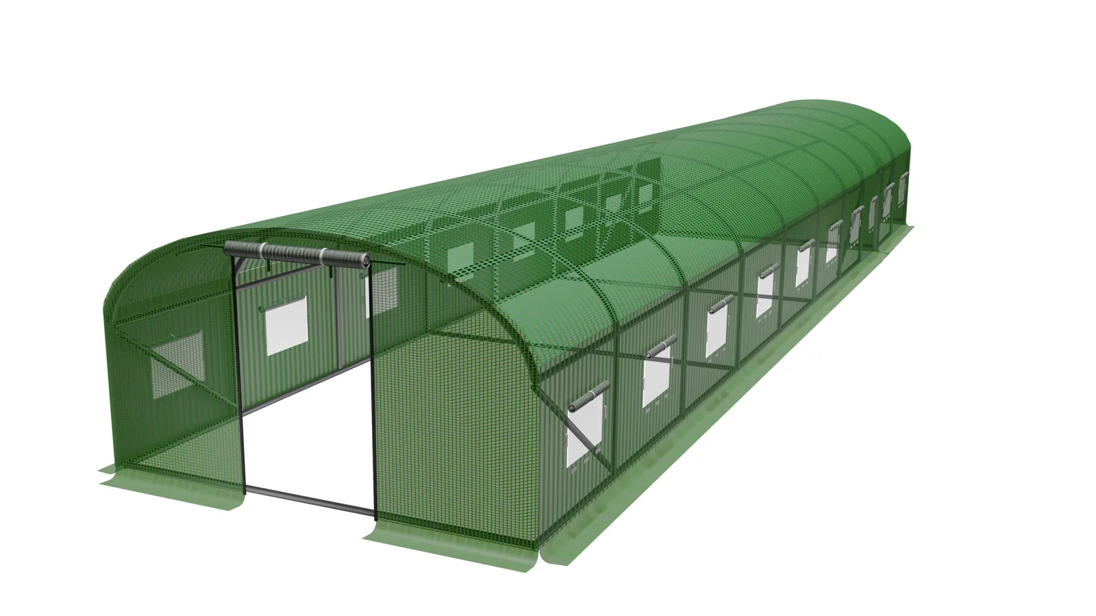 Záhradný fóliovník 10 x 4 x 2 m, 10-segmentový, zelený UV4 CH-TUN8009 - detail 2