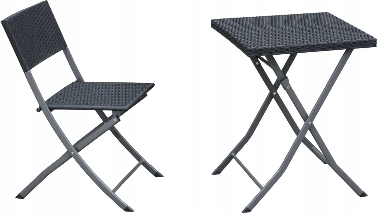 Skladací balkónový set z ratanu stolík + 2 stoličky antracit CH-ZUM9930 - detail 5