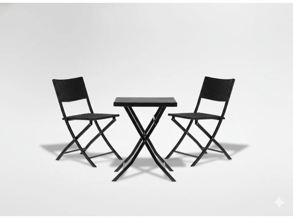 Skladací balkónový set z ratanu stolík + 2 stoličky antracit CH-ZUM9930 - detail 7