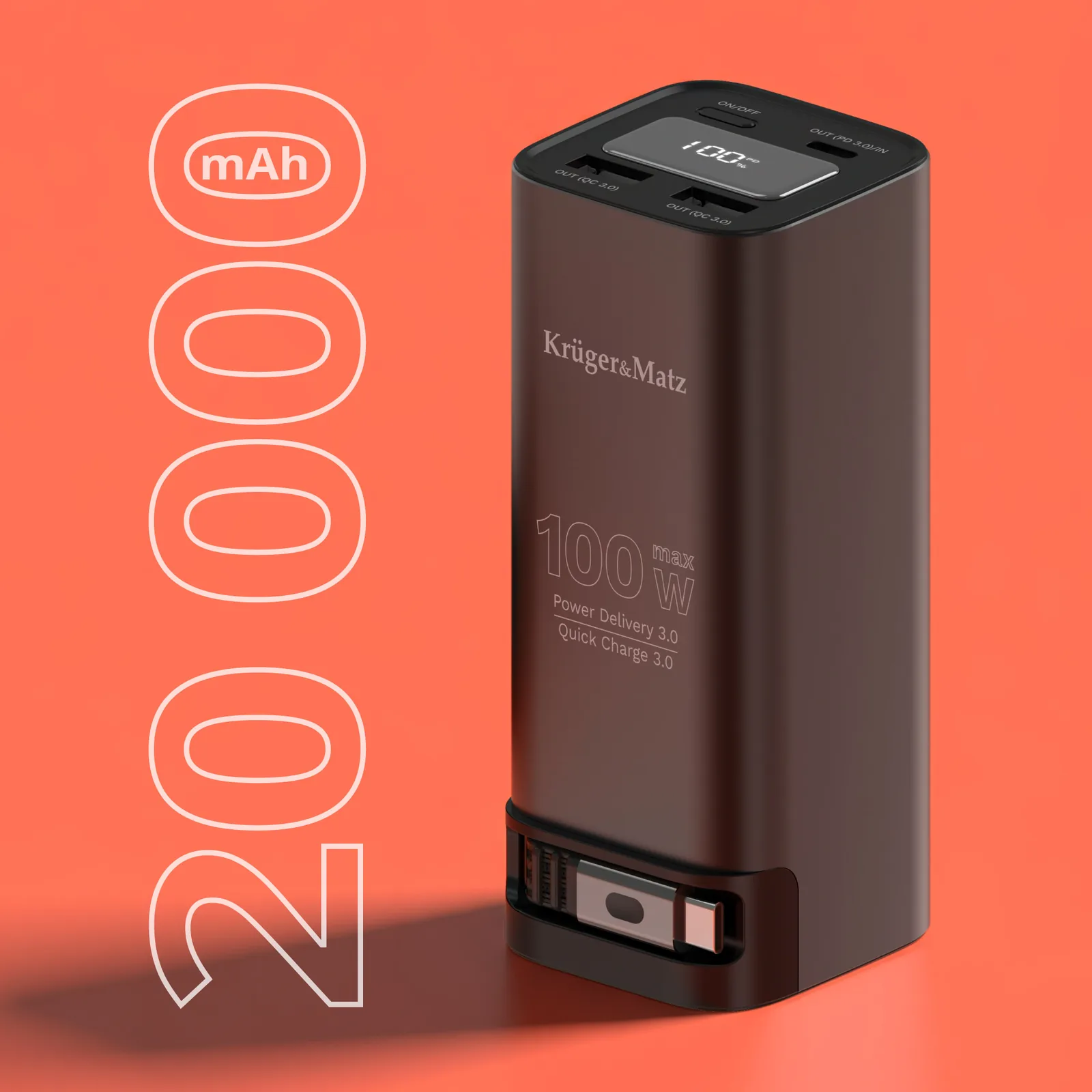 Krüger&Matz 20000 mAh powerbanka, 100 W L-KM0915 detail 2